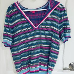 Lilly Pulitzer Short Sleeve V-neck striped Sweater Size Extra Large